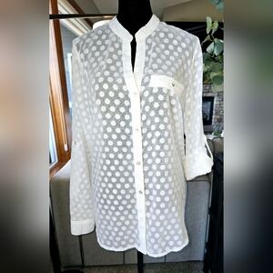 Kut from the Kloth - Poka Dot WHITE Sheer Blouse
